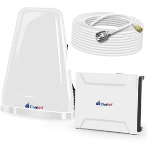 معزز إشارة الهاتف الخليوي مع هوائي مدمج يصل إلى 6000 قدم مربع، مع كابلات هوائي منخفضة الفقد بطول 50 قدمًا لجميع شركات النقل الأمريكية | تمت الموافقة عليه من قبل لجنة الاتصالات الفيدرالية (FCC). in Kuwait