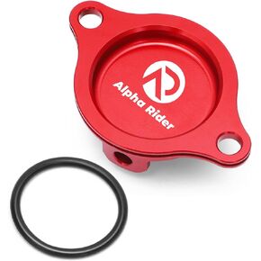 Oil Filter Cover for Honda TRX450R TRX450ER 2006-2014 Oil Filter Cap Cover Oring Anodized (CNC & Aluminum, Red)