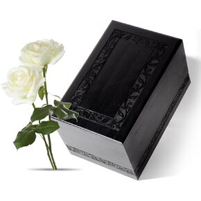 Wooden Urns for Human Ashes Adult Male Female, Up to 250 Cubic inches Tree of Life Wood Cremation Urns, Funeral Memorial Urns for Ashes Mom Dad (Black)