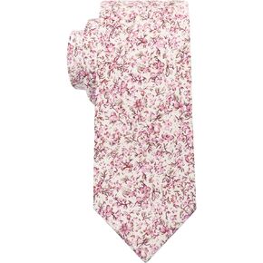 Men Skinny Tie Cotton Floral Ties for Men Wedding 2.56'' Necktie for Groom Groomsmen Missions Dances Party