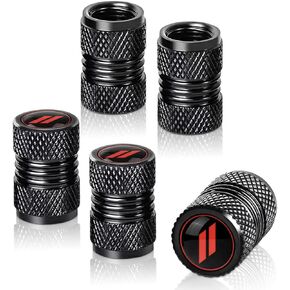 for Challenger Dakota Charger SRT Avenger Durango Caravan Black Metal Tire Valve Stem Cap Covers Air Valve Cap Set Dust Proof Leak-Proof Air Cover Logo Styling Car Accessories(Pack of 5) (C)