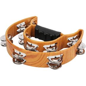 Handheld Tambourine,Rattle wth Double Row 20 Pairs Metal Jingles Tambourine for Adults Kids Games Party