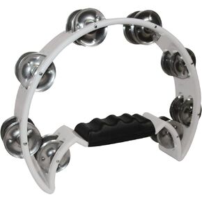 DD Pro Half Moon Tambourine -White Double Row Cutaway