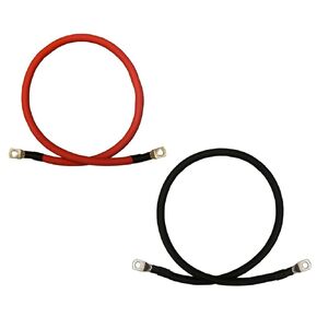 8 AWG Gauge Red + Black Pure Copper Battery Inverter Cables Solar, RV, Car, Boat (1 ft., 3/8 in. + 5/16 in. lugs)