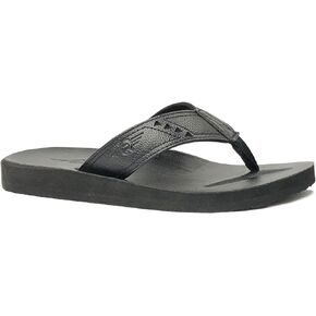 REDVOLUTION Girls Classic Faux Leather Beach Sandal with Sporty Leopard Print flip-flop