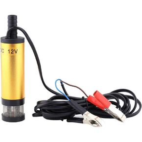 Transfer Pump, DC 12V 3.8cm 12L/min Stainless Steel Electric Submersible Pump Discharge Water Kerosene Refueling Tool 8500r/m for, Kerosene, Water (Golden)