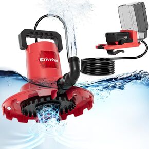 Crivnhar Water Pump for Milwaukee M18 18V Battery, 1/6 HP Sump Pump Cover with 16.5ft Power Cord, 1320GPH Water Removal for Pool, Water Beds, Garden Shower, Puddle(No Battery)