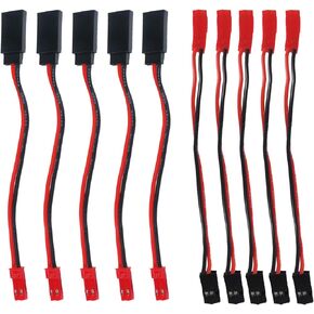 5 Pairs JST Plug to JR Connector Male Female Cable 10cm Servo Adapter Wire for RC Plane Helicopter Car (JST to JR-10pcs)
