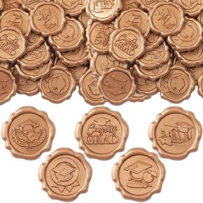 Dianelhall 50 Pcs Graduation Wax Seal Stickers Cap Diploma Certificate Stickers 5 Styles Vintage Envelope Seal Stickersself Adhesive Wax Seals for Graduation Envelopes Diplomas Certificates Award