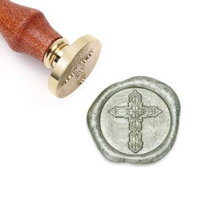 Wax Seal Stamp, Brass Seal with Wooden Handle, Cross