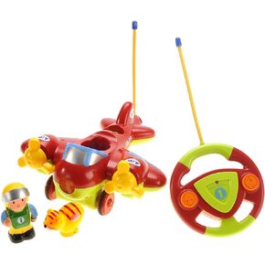 PowerTRC Remote Control RC Cartoon Airplane for Kids with Removable Pilot and Animal Sidekick (Red)