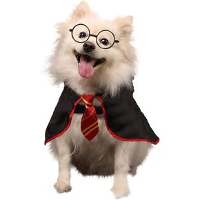 Dog Halloween Costume Pet Wizard Shirt Funny Cat Clothes for Dogs Cats Clothing with Glasses (X-Large,Yellow)