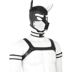 4 Sets Neoprene Puppy Hood Animal Head Mask Novelty Costume Dog (Hood Mask + Collar + Armband + Harness) (X-Large, Blue)