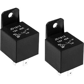 2PCS JD1912 40 AMP Relay High-Power 4 Pin Relay with Water&Dust Resistant Construction,Muilty-Purpose 12V Relay for Car Motor Headlamps,Engine Compartment,Horn,Fuel Pumps,Trunk Solenoids