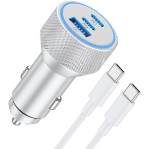 iPhone 15/15 Pro Max Car Charger, 67W 3-Port Fast USB C Car Charger Power Cigarette Lighter Adapter with 3FT USB C to C Cable for iPhone 15/15 Plus/15 Pro Max, iPad Pro/Air/Mini, AirPods Pro