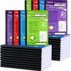 Fainne 30 Pcs Primary Composition Book Primary Journals 100 Sheet 8.3" x 5.5" Composition Notebook Bulk Ruled Paper with Picture Space, Hardcover(Blue)