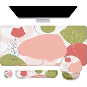 LATEEFAH Desk Mat, Large Mouse Pad and Keyboard Wrist Rest, Ergonomic Mouse Pad Set, Mouse Pad with Wrist Rest Combo for Home, Office, Computer