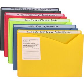 C-Line Write-On Poly File Jackets, Straight Tab, Letter Size, Assorted Colors, Pack of 25