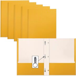 Better Office Products Dark Yellow 2 Pocket Folders with Prongs, 50 Pack, Letter Size, Matte Texture, 8.5 x 11 Inch