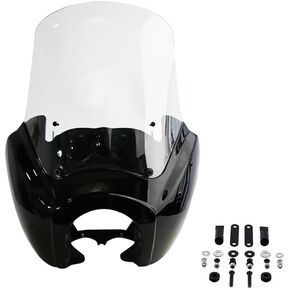 PACEWALKER Tall Fairing 15'' Windshield Club Style Kit for Harley-Davidson Super Glide T-Sport FXDXT, FXR for Dyna(Clear Windshield)