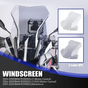 واقي شاشة للزجاج الأمامي طويل القامة للدراجات النارية متوافق مع B.M.W R1200GS LC R 1200GS ADV 2014-2018 R1250GS R 1250GS Adventure 2018-2023 (شفاف)