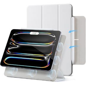 ESR for iPad Pro 11 Inch Case M4(2024, 5th), Powerful Magnetic Attachment, Slim Trifold Stand Case, Supports Pencil Pro&Pencil(USB-C), Durable Protection, Rebound Series,Brilliant White