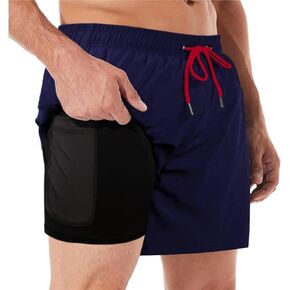 Mens Swimming Trunks with Compression Liner Quick Dry Mens Swim Trunks Swim Suits Board Shorts in Saudi Arabia