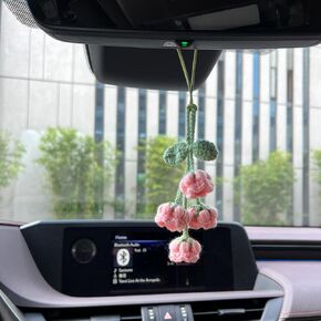 Car Decoration Car Mirror Hanging Accessories Handmade Bellflower Crochet Lily of The Valley Crochet (Blue) in Kuwait