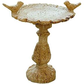 1:12 Scales Dollhouse Miniature Birdbath Garden Outdoor Center Foutain 2 Birds Resin Fairy Garden Furniture Resin Vintage Bird Bath Fountain for Home Decor Ornaments
