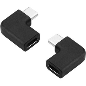 USB C Angle Adapter [2 Pack] 90 Degree USB C Type C Male to Female Adapter, Right & Left Angled USB-C USB 3.1 Type-C Extension for Laptop & Tablet (USB-C 90 Deg Left/Right, Black)