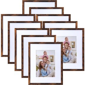 Giftgarden 4x6 Picture Frame Set of 10, Matted to 3.5x5 Photos with Mat or 6x4 Pictures without Mat, Multi Black Frames for Tabletop Wall Display
