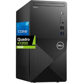 Dell Vostro 3910 Tower Desktop Computer, Intel Core i7-12700, 64GB RAM, 2TB NVMe SSD, Nvidia Quadro K1200 4GB Graphics, DVD-RW, Wi-Fi, Bluetooth, Windows 11 Pro, Black