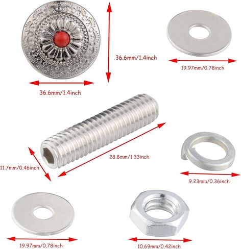 Lunsom License Plate Fastener Screw Kit, Sliver Round Shape License Plate Bolts License Plate Fastening Windshield Trim for Car Tag Frame with 2 PCS,Red in Saudi Arabia