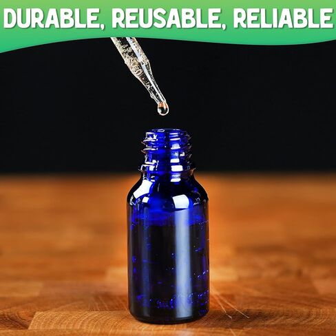 12 زجاجة فارغة من الزجاج الأزرق بسعة 5 أونصة مع قطارة - زجاجة زجاجية سعة 15 مل مع قطارة - زجاجات صغيرة ممتازة للسوائل مثالية كقطرات للزيوت وكزجاجة قطارة للعين in Kuwait