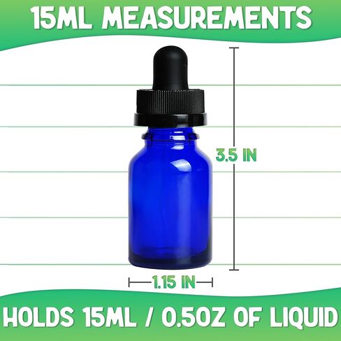12 زجاجة فارغة من الزجاج الأزرق بسعة 5 أونصة مع قطارة - زجاجة زجاجية سعة 15 مل مع قطارة - زجاجات صغيرة ممتازة للسوائل مثالية كقطرات للزيوت وكزجاجة قطارة للعين in Kuwait