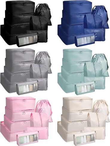 48 Set Packing Cubes Travel Luggage Organizers Set with Storage Shoe Bag, Clothing Bag, Toiletry Bag for Women Men Essentials in Saudi Arabia