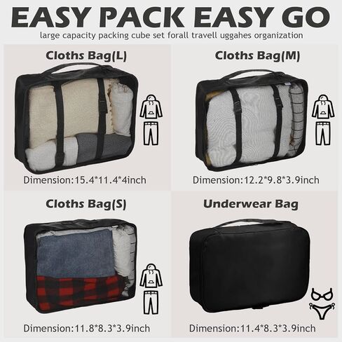 48 Set Packing Cubes Travel Luggage Organizers Set with Storage Shoe Bag, Clothing Bag, Toiletry Bag for Women Men Essentials in Saudi Arabia
