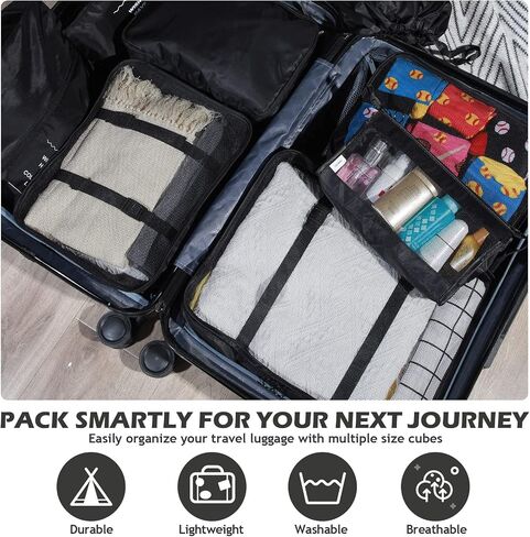 48 Set Packing Cubes Travel Luggage Organizers Set with Storage Shoe Bag, Clothing Bag, Toiletry Bag for Women Men Essentials in Saudi Arabia