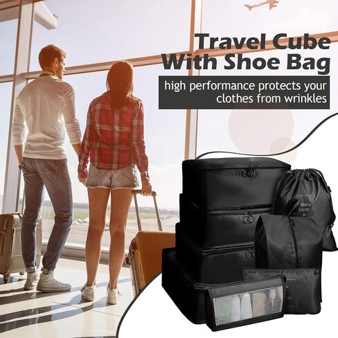 48 Set Packing Cubes Travel Luggage Organizers Set with Storage Shoe Bag, Clothing Bag, Toiletry Bag for Women Men Essentials in Saudi Arabia