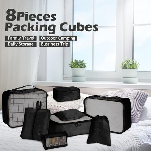 48 Set Packing Cubes Travel Luggage Organizers Set with Storage Shoe Bag, Clothing Bag, Toiletry Bag for Women Men Essentials in Saudi Arabia