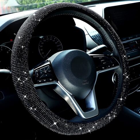 الأبيض بريق بلينغ غطاء عجلة القيادة النساء الفتيات سيارة العالمي الداخلية حامي سباركلي الماس اكسسوارات السيارات 15 بوصة المضادة للانزلاق مطاطا in Kuwait