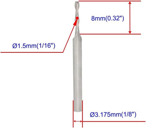 Aopin End Mill Bits 1.0mm (1/24") Engraving Machine CNC Milling Cutter 2-Edge Tungsten Steel Carbide Milling C Utter, Suitable for Plastic Bakelite PVC MDF Hardwood Board Acrylic Board 5pcs in Kuwait