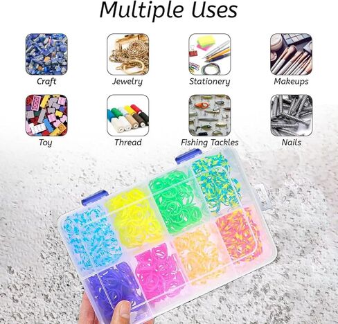 8-Grid Plastic Organizer Box with Adjustable Dividers, 2pcs Clear Compartment Container Craft Organizer Storage Box, Clear Storage Container for Organizing Beads Crafts Nails Jewelry Sewing in Kuwait