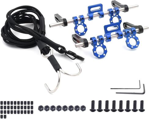 مصد أمامي خلفي قابل للتعديل بمقياس 1/10، مجموعة مصدات معدنية مع حزام ونش حركي 23 بوصة لسيارة TRX4 TRX6 المحورية SCX10 Element Enduro Gen7 Gen8 1/10 RC الزاحف (أحمر) in Kuwait