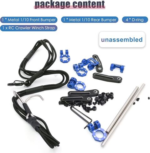 مصد أمامي خلفي قابل للتعديل بمقياس 1/10، مجموعة مصدات معدنية مع حزام ونش حركي 23 بوصة لسيارة TRX4 TRX6 المحورية SCX10 Element Enduro Gen7 Gen8 1/10 RC الزاحف (أحمر) in Kuwait