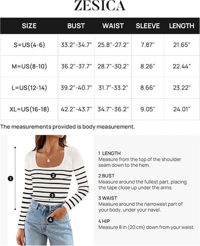 ZESICA Women's Square Neck Striped Tops Long Sleeve Ribbed T Shirts 2024 Fall Fashion Casual Basic Knit Sweaters in Saudi Arabia