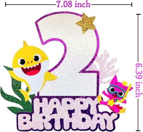 Shark Baby Cake Toppers 2, Purple Shark Cake Topper 2nd Birthday Girl,Shark 2 Cake Topper Shark Cake Decorations for Girls 2nd Birthday Party Supplies in Saudi Arabia
