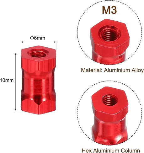 MECCANIXITY Hex Aluminium Standoff Column Spacer,Standoffs Hexagonal Spacers M3x15mm,Spacers Assortment Kit for RC Airplane,FPV Quadcopter,CNC,Red,Pack of 15 in Saudi Arabia