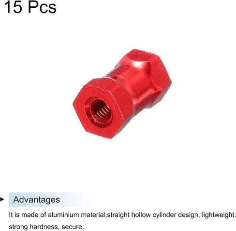 MECCANIXITY Hex Aluminium Standoff Column Spacer,Standoffs Hexagonal Spacers M3x15mm,Spacers Assortment Kit for RC Airplane,FPV Quadcopter,CNC,Red,Pack of 15 in Saudi Arabia