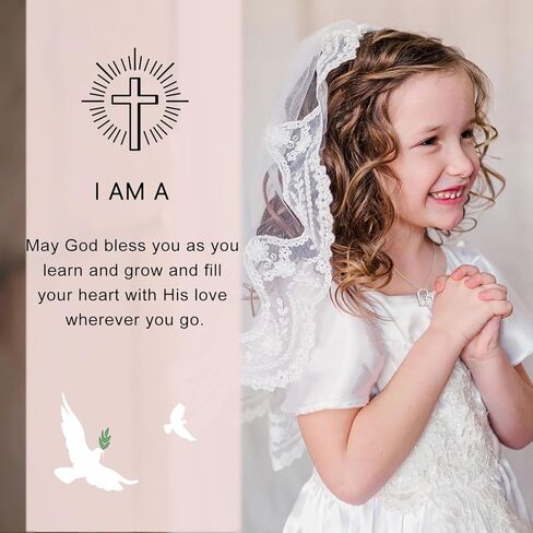 PINKDODO أنا طفل من الله قلادة متقاطعة للفتيات، هدايا عيد الفصح لتأكيد المناولة الأولى للابنة/الابنة/الحفيدة/ابنة الأخ in Kuwait